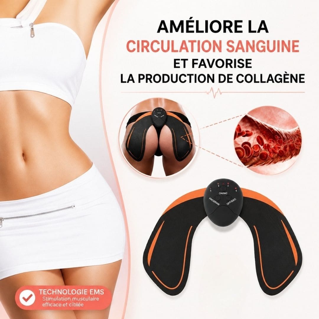 Électro stimulateur fessiers – Fesses galbées sans sport et moins de cellulite