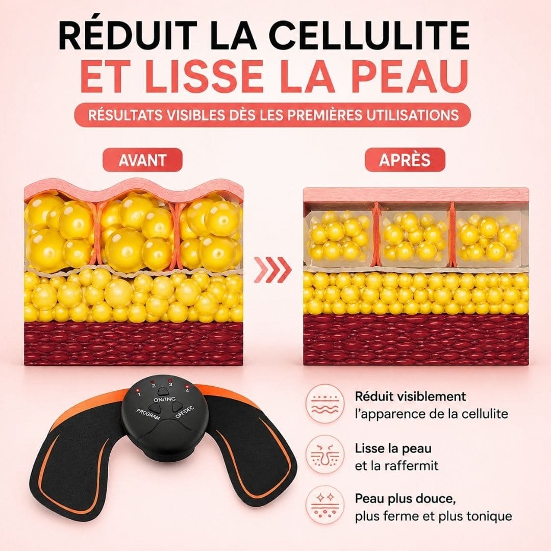 Électro stimulateur fessiers – Fesses galbées sans sport et moins de cellulite
